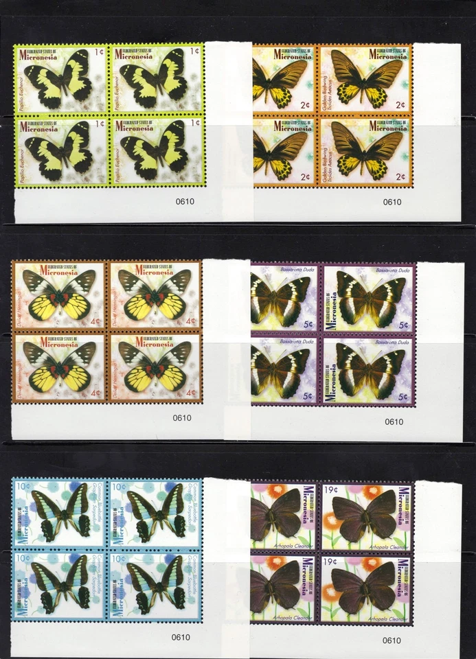 Micronesia 702-714 MNH Butterflies Plate & Corner Blocks ZAYIX 0825L1787 - Image 1 of 2