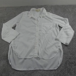 Camisa de tela y piedra para mujer pequeña blanca con botones Tencel manga larga informal top - Imagen 1 de 19