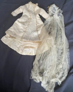 Authentique Costume Mariée Poupée Parisienne Jumeau Bru Barrois circa XIXème - Foto 1 di 18