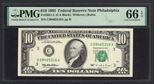 United States-Federal Reserve 10 Dollars 1995 Fr#2031-C (CA Block) UNC Grade 66 - Picture 1 of 2