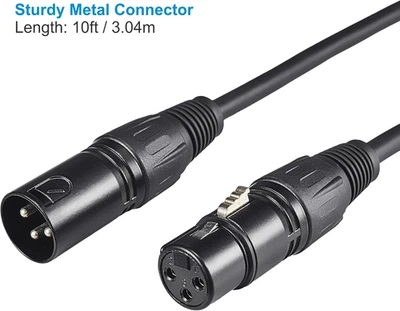 10Ft/3.04M DMX Cable 4 Pack 3.04M DMX Cables 3 Pin XLR Male to Female Shielded - Image 1 of 4
