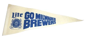 Vintage 1982 Miller Lite Go Milwaukee Brewers 28.5"x12" Pennant HAS FLAWS READ - Picture 1 of 6