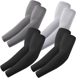 Arm Sleeves, Cooling UV Sun Protection 4 Pairs - 2 Black+dark Gray+light Gray - Picture 1 of 7