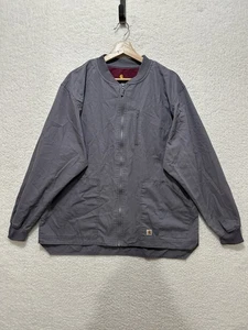 Carhartt C84108 Scrub Pewter Mens Gray Ripstop Jacket Zip-Up Chest Pocket Size L - Picture 1 of 11