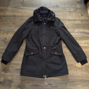 Liz Claiborne Women’s Parka Jacket Zip Up Snap Button Coat Weatherproof Black L - Picture 1 of 20
