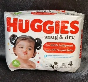 Huggies Snug Dry Größe 4 Windeln 22-37 lbs 27 Stück auslaufsicher ohne Duft - Bild 1 von 3