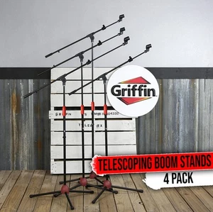GRIFFIN Microphone Boom Stand 4 PACK - Telescoping Tripod Mic Clip Mount Holder - Picture 1 of 15
