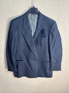 Vintage Pierre Cardin Couture Double Breasted Navy Wool Blazer Jacket 40R - Picture 1 of 13