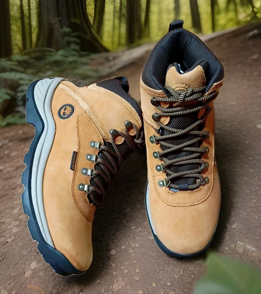 Timberland Hombres Blanco Cornisa Medio Impermeable Cuero Senderismo Botas Talla 10.5 TRIGO Foto 1 de 4