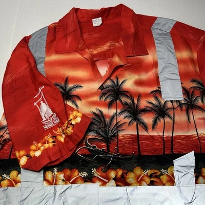 Class 2 Hawaiian Safety Work Shirt Reflective Construction Hensel Emb Size Large - Image 1 of 4