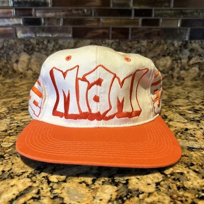 Vintage 1990s Miami Hurricanes Spellout Snapback Hat Magic By Bee Sam Jung - Image 1 of 4