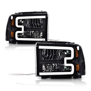 Ford F250 F350 2005 2007 set gruppo ottico nero alloggiamento faro lente trasparente - Foto 1 di 9