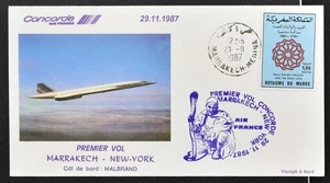 MOROCCO to USA 1987 Air France CONCORDE Supersonic Plane First Flight/FFC Cover - Picture 1 of 3