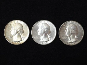 1948, 1948-D & 1948-S Washinton Silver Quarters Stempelglanz 31114 - Bild 1 von 2