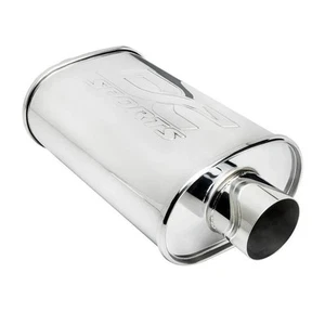 DC Sports DCMU-250-ST Universal Oval Muffler 2.5" Inlet / 2.5" Outlet - Picture 1 of 5