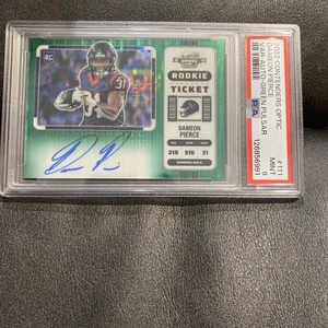 2022 Contenders Optic Rookie Ticket Dameon Pierce Green Pulsar Auto #9/15 PSA 9 - Bild 1 von 5