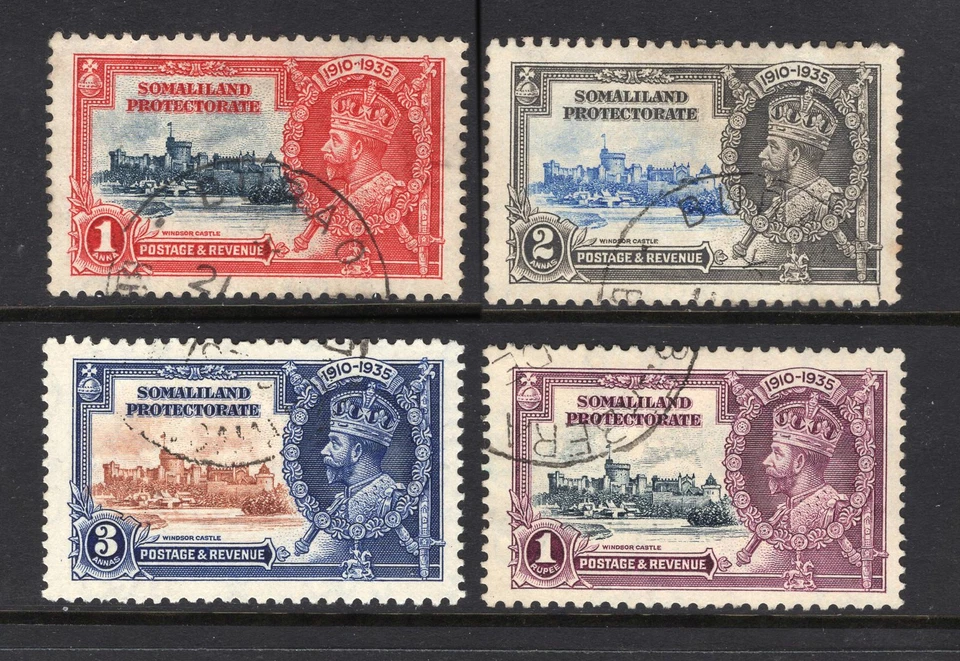 Juego Jubileo de Plata M30199 Somalilandia 1935 X4 Usado Fino Sg 86/9 Cat £70 Foto 1 de 1