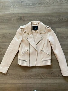 Maje Pink/Blush Leather Womens Moto Jacket Size 38 (Small) - Picture 1 of 8