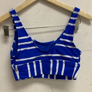 DSG Women's Long Line Scoop Neck Bikini Top Speed Stripe Blue DSW2786PRTZ Swim - Picture 1 of 5