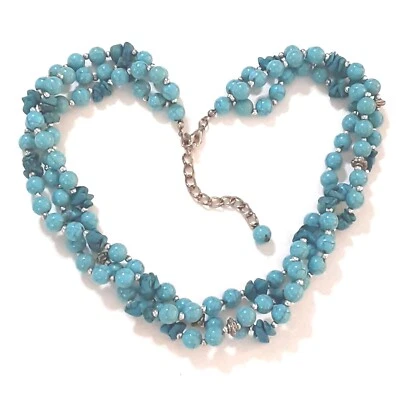 Collar Howlite imitación turquesa cuentas 3 hilos Foto 1 de 4