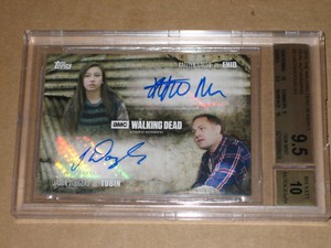 ✨ BGS 9.5 WALKING DEAD KATELYN NACON ENID JASON DOUGLAS DUAL AUTO autograph card