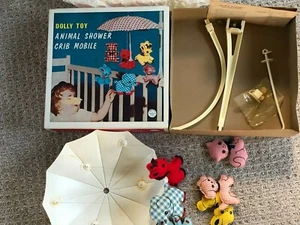 Cuna de bebé de juguete vintage con carretilla para ducha de animales decoración de guardería móvil  - Imagen 1 de 3