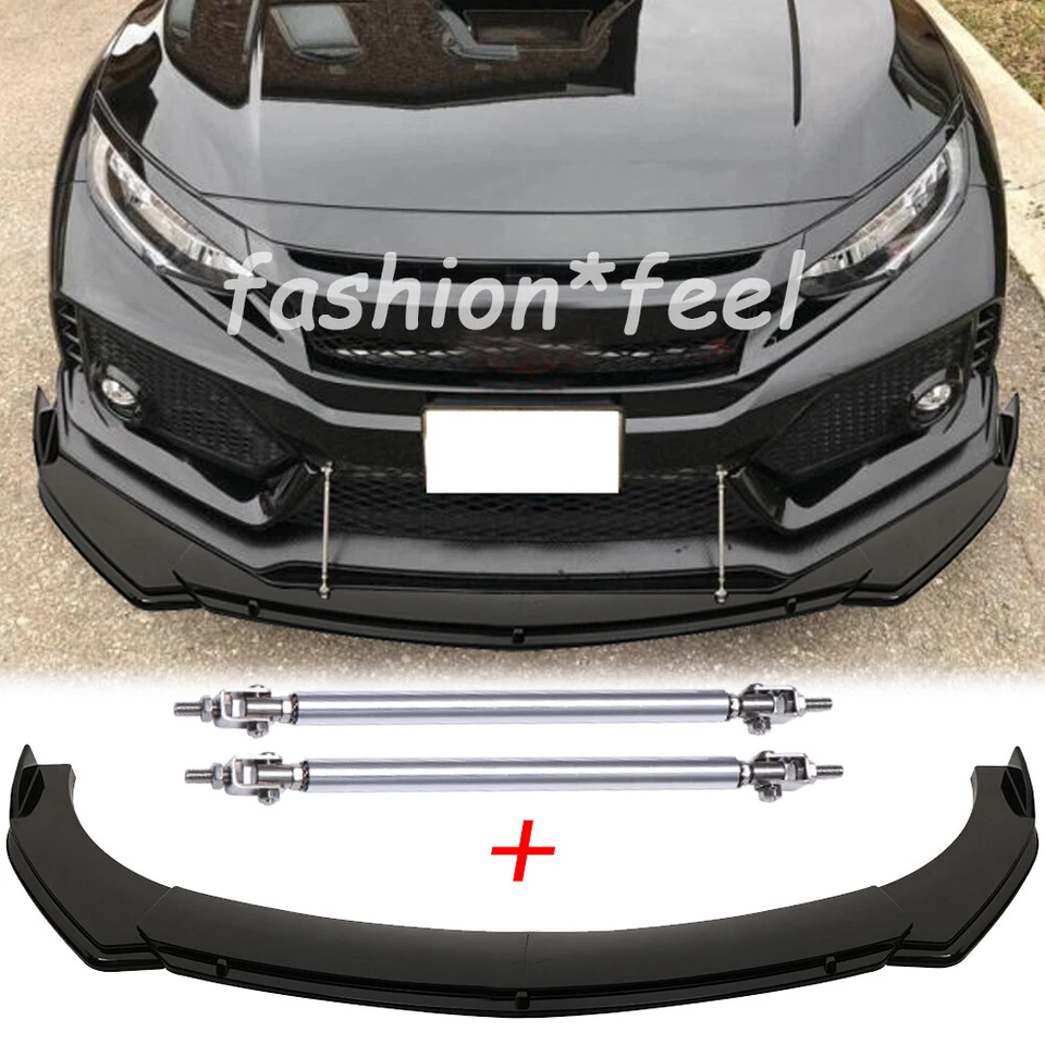For Honda Civic Si LX EX Front Bumper Lip Body Chin Splitter Spoiler Strut Rods - Image 1 of 4