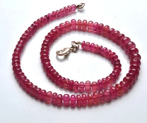 NATURAL 16" SUPER NATURAL PINK SAPPHIRE SMOOTH RONDELLE BEADS NECK 5.5 - 8.5 MM - Picture 1 of 5