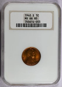 1940-S NGC MS 66 RD Lincoln Cent in Old Soapbox Holder - Picture 1 of 2