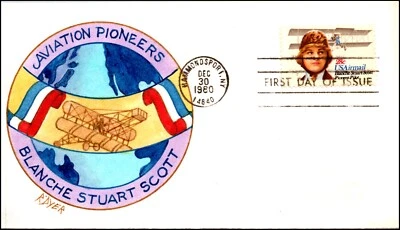 Scott C99 28 Cents Blanche Stuart Ralph Dyer Hand Painted FDC - Image 1 of 2