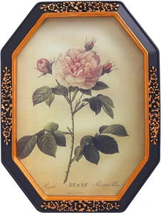 Small Vintage Picture Frames 2.5X3.5 Octagon Black Antique Wallet Size Picture F - Picture 1 of 7