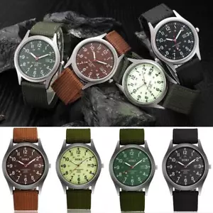 Military Army Mens Date Canvas Strap Analog Quartz Sport Wrist Watch Gift Newl - Picture 1 of 16