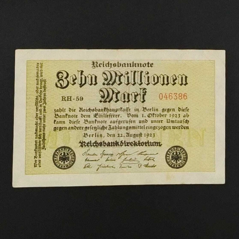 German World War Period 1923 10 million Mark Reichsbanknote VF - Image 1 of 2