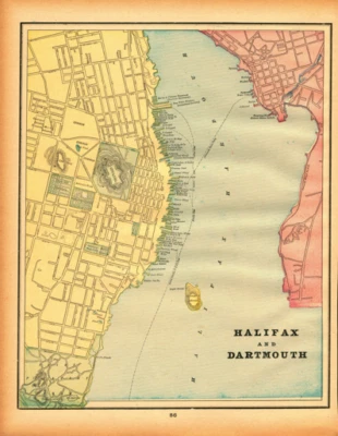 Vintage 1895 Quebec or Halifax City Original 14.5 inch By 11 inch Canada - Image 1 of 3