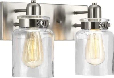 Calhoun Collection Bath Vanity Light Clear Glass Farmhouse Brushed Nickel - Image 1 of 4