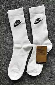 Nike Everyday Essential Black White Lightweight Crew Cotton Socks Medium 2 Pairs - Picture 1 of 11