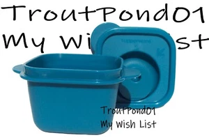 Tazón de microondas Tupperware de onda cristalina 1 1/4 c cuadrado avena azul plato para llevar - Imagen 1 de 4