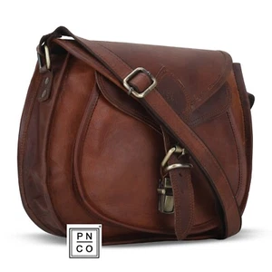Leather Crossbody Bag Vintage Women 11 Inch Handcrafted Satchel Shoulder Bags - Picture 1 of 6