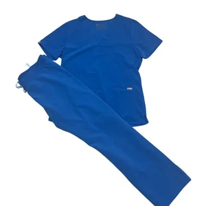 FIGS Scrub Technical Set Women's Medium Top & Bottom Blue Medical Nursing - Picture 1 of 13