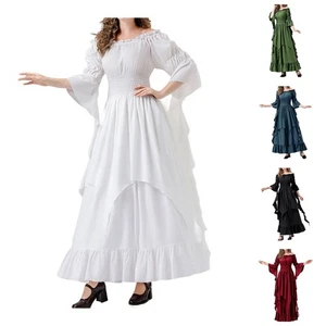 Cosplay Kostüm Mittelalter Motto Event schwarz Kleid grün Kleid Polyester Stof - Picture 1 of 18