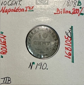 10 CENTIMES NAPOLEON Ier (1808 B) Pièce de Monnaie en Billon // TTB - Picture 1 of 2