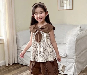 Girls 2-Piece Summer Set | Floral Bow Top & Ruffle Shorts | Comfy & Cute - Picture 1 of 9