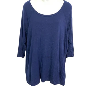 Camisa Top Torrid Mujer Tejida Elástica Azul Marino Bordada Manga 3/4 00/10 - Imagen 1 de 16