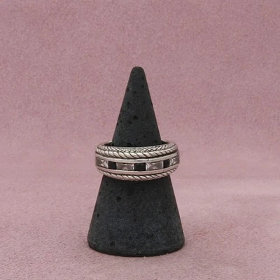 Anillo Judith Ripka plata esterlina zafiro azul y circonita banda trenzada talla 7 Foto 1 de 3