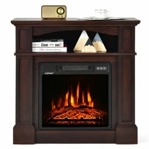 32" Electric Fireplace Mantel TV Stand Log Heater Insert W/Remote 1400W Powerful - Picture 1 of 12