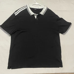 DKNY Polo Shirt Cotton Black & White Big XL/ Xtra Large- Striped Collar - Picture 1 of 5