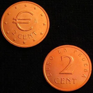*GUTSE* 2 CÉNTIMOS DE EURO EN PRUEBA *CHURRIANA*, SIN CIRCULAR - Picture 1 of 1