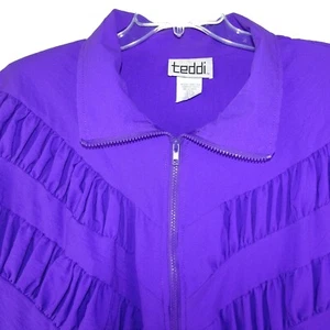 Vintage Teddi Jacket Purple Women Size L Full Zip Lightweight Windbreaker 80s - Picture 1 of 7