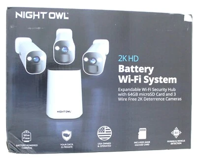 Night Owl 2K HD Batería Sistema Wi-Fi Hub de Seguridad y 3 Cámaras (Blanco) Foto 1 de 4