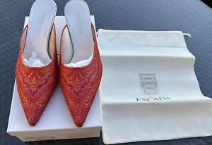 Escada Vintage Seide Pantoletten Schuhe Paisley Pfennigabsatz Gr. 8 Italien - Bild 1 von 8
